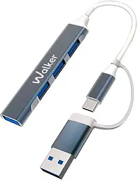 Хаб Walker WHUB-11 USB-A/C Gray