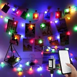 Різнокольорова гірлянда LE iLUX Smart RGB Globe String Lights, 33 фути 100 світлодіодів, багатобарвний, VoiceMusic Sync - мініатюра 4
