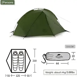 Намет Naturehike Tagar NH17T180-J двомісний темний зелений - мініатюра 3
