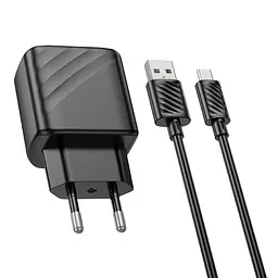 МЗП Hoco CS21A Rich QC3.0 18W (1USB-A) + кабель USB to MicroUSB Black - мініатюра 5