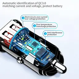 Автомобильный адаптер Essager для зарядки на 1 USB 3A - мініатюра 3