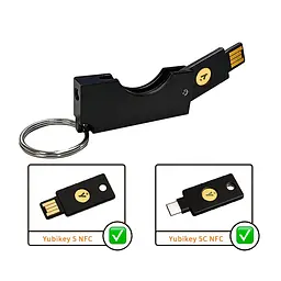 Захисний алюмінієвий чохол для ключа YubiKey 5 / 5C / Security Key NFC з брелком, Чорний, 1 шт - мініатюра 8