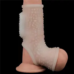 Насадка на член - Vibrating Drip Knights Ring With Scrotum Sleeve White - мініатюра 8