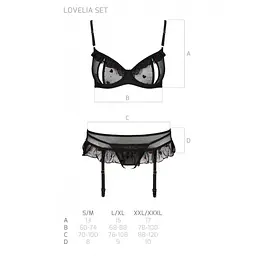 Сексуальний комплект з поясом для панчіх Passion LOVELIA SET XXL/XXXL, black - мініатюра 7