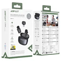 Петличний бездротовий мікрофон Acefast R2 Dual-mic Type-C Black - мініатюра 5