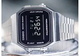 Електронні чоловічі наручні годинники Casio оригінал Японія Collection A168WEM-1EF зі сталевим браслетом - мініатюра 2