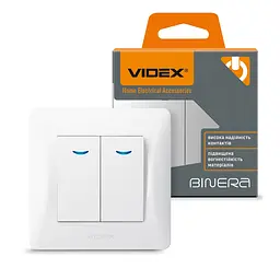 Вимикач двоклавішний Videx Binera з підсвіткою білий (VF-BNSW2L-W) - мініатюра 6