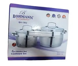 Універсальний набір каструль з кришками Bohmann BH-1902 2 каструлі з нержавіючої сталі - мініатюра 6