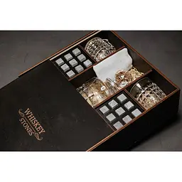Подарунковий набір Whiskey Stones камені для віскі 18 штук + інструкція + щипці + мішечок для зберігання + 4 склянки та декантер - мініатюра 3