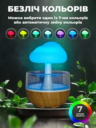 Зволожувач повітря з ефектом дощу з підсвічуванням RGB нічник у вигляді гриба, A-plus 86626 - мініатюра 2