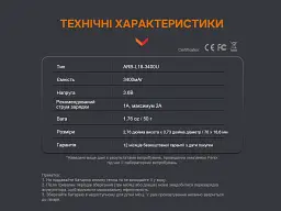 Акумулятор 18650 Fenix ARB-L18-3400U 3400 мА·год ударостійка сталь 70х18,6 мм - мініатюра 8
