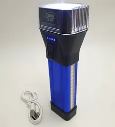 Ліхтар LED лампа 5w+COB+SMD акумуляторний ліхтарик з двома бічними панелями прожектор Bailong СВ-888 - мініатюра 2