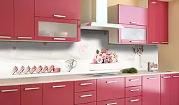 Кухонний фартух Рожеві Макаруни вінілова наклейка для кухні солодощі Квіти 60х200 см Happy Pocket Z181396