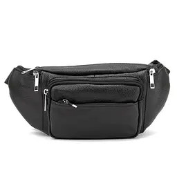 Містка шкіряна сумка на пояс чорна Tiding Bag M56-2030A