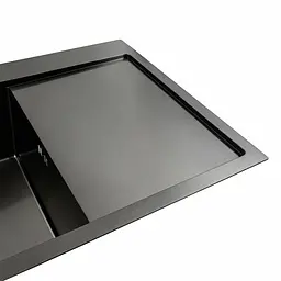 Кухонна мийка чорна PVD 78x48 L Platinum Handmade (два отвори, круглий сифон 3,0/0,8), Чорний - мініатюра 4