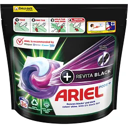 Капсули для прання Ariel Pods All-in-1 Revitablack 36 шт. - мініатюра 2