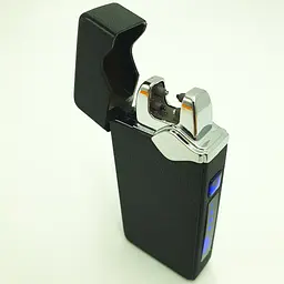 Запальничка електроімпульсна USB сенсорна електрична акумуляторна 2 дуги в подарунковій коробці UKC 7037 чорний - мініатюра 6