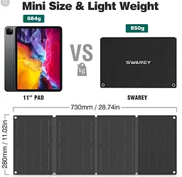 Сонячна панель Solar panel IP67 30W 2xUSB (PD) виходу (BS-030) - мініатюра 2