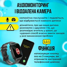 Смарт годинник дитячий A1 з відеодзвінком HD-камерою та GPS 2 змінних корпуса в комплекті Чорний (KW2-A1-Black) - мініатюра 6