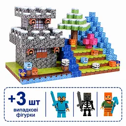 Магнітний конструктор Minecraft 100 шт + 3 фігурки по грі Майнкрафт Лід та Сніг Mk001012 - мініатюра 2