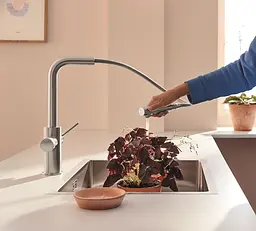 Змішувач для кухні з підключенням питної води з висувним виливом Grohe Blue Pure Minta 30601DC0 Нержавіюча сталь - мініатюра 5