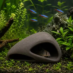 Декорація Hobby Wave Cave 1 dark 12×12×5,5 см - керамічне укриття для риб і креветок в акваріумі (41654) - мініатюра 3