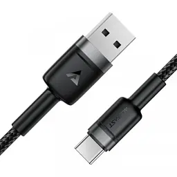 Дата кабель USB 2.0 AM to USB-C 1.2m 60W black Acefast (6974316285144) - мініатюра 3