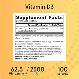 Вітамін D3 Jarrow Formulas 62.5 мкг 2500 МО 100 капсул - мініатюра 8