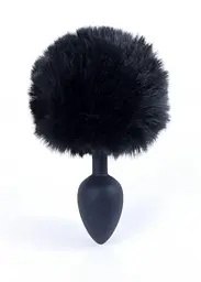 Анальна пробка Boss Jewellery Silicon Bunny Tail 6.5 см (чорний) - мініатюра 6