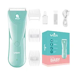 Машинка для стрижки дітей VGR V-150 Baby акумуляторна 3 насадки IPX7 800mAh 5W Blue - мініатюра 2