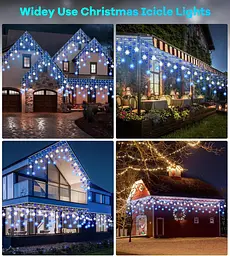 Вулична гірлянда Icicle Outdoor зі сніжинкою, 10,7M/35Ft 240LED Під'єднувані Icicle Lights Waterproof, 8 режимів і 3 таймери - мініатюра 6