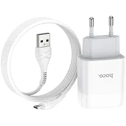 Зарядний пристрій Hoco C72A Glorious (1USB, 2.1А) White (6931474713001) + кабель MicroUSB - мініатюра 2