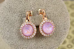 Сережки Xuping Jewelry Сваровськи Романс із бузковими каменями 2 см золотисті