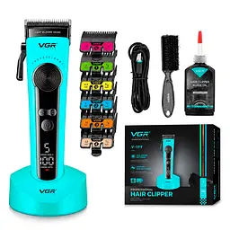 Триммер VGR V-199, 6 насадок, LED-дисплей, 7500 RPM, 2000 mAh, Green
