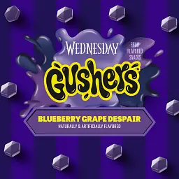 Фруктові жувальні цукерки Gushers Halloween Wednesday со вкусом черники и винограда 20шт 453г - мініатюра 2