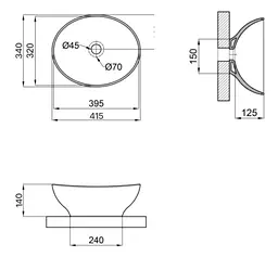 Раковина накладна Qtap Dove 415x340x140 мм, Matt Black, овальна, без донного клапана QT06116062AMB - мініатюра 6