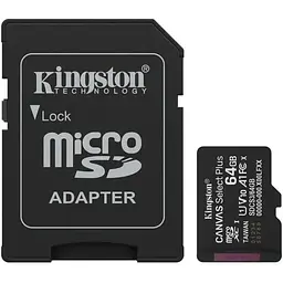 Карта пам'яті microSDXC (UHS-1) Kingston Canvas Select Plus Gen3 64Gb class 10 А1 (R-100MB/s) (adapter SD)