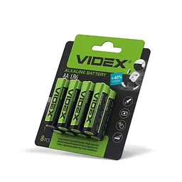 Батарейка лужна Videx LR6/АА 8шт BLISTER CARD VIDEX (23483-000) - мініатюра 2