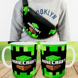 Набір: Сумка-бананка+ Кружка майнкрафт "Minecraft" дитяча з принтом (00128)