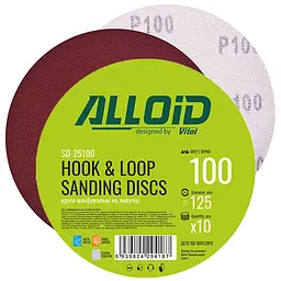 Коло шліфувальне на липучці Alloid 125 мм зерно 100 10 шт (SD-25100)