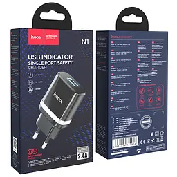 Мережевий зарядний пристрій Hoco N1 1USB Black [67468] - мініатюра 4