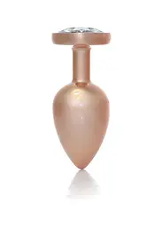 Анальна пробка з кристалом Jewellery Pearl Gold Heart Plug L 9 см (прозорий) - мініатюра 3