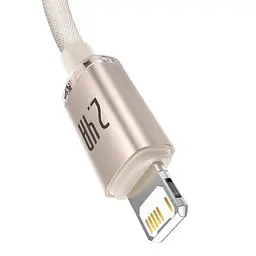 USB кабель Baseus Crystal Shine Series Fast Charging Data Cable USB to iP 2.4A 1.2m рожевий CAJY001104 - мініатюра 3