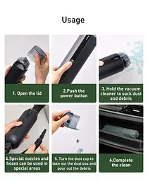 Автопылесос Baseus A2 / 75W /Сухая уборка / Аккумуляторный / 2 насадки / сумка / кабельType-C (CRXCQA2-01) - мініатюра 7