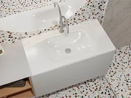 Умивальник Miraggio JESSEL 900 (0000798) Miramarble, Глянцевий, Накладний/Врізний, Білий - мініатюра 7