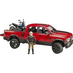 Ігровий набір Bruder Позашляховик Dodge RAM 2500 з мотоциклом та мотоциклістом 1:16 (02502) - мініатюра 2