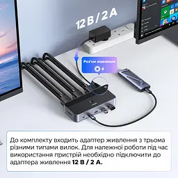 HDMI KVM-перемикач UGREEN AK703 2 ПК і 2 монітори до 8K 60 Гц входи кожного ПК 2 HDMI та USB-A для периферії 3 USB-A та 1 USB-C USB 3.0 до 5 Гбіт/с (85100) - мініатюра 8
