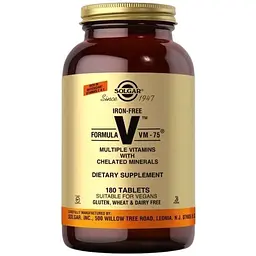 Вітаміни та мінерали Solgar Formula V VM-75 iron free, 180 таблеток