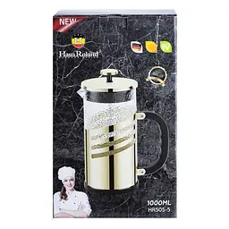 Френч-прес чайник скляний Haus Roland 1 літр з фільтром фактурний, чорний TS Kitchen HP33537B - мініатюра 7
