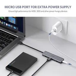 USB Hub UGREEN 4-port 15см USB 3.0 Активний, Metal Plated Shell, Ultra Slim CM219 Сірий - мініатюра 4